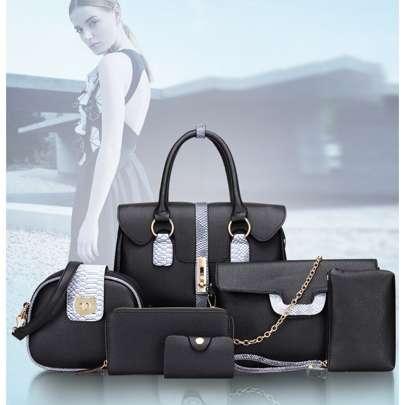 Trendy European Style Snake Print Shoulder Bag Set