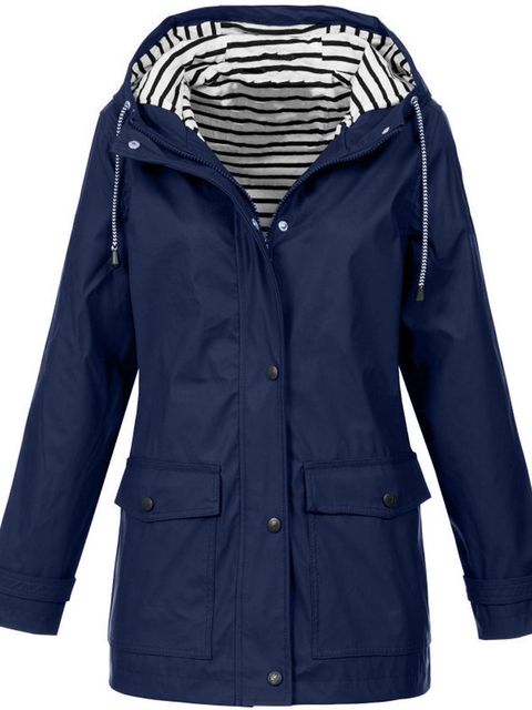 Plus Size Women's Hooded Long Sleeve Trench Coat