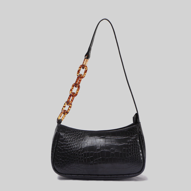 Trendy Small Crocodile Print Acrylic Chain Bag