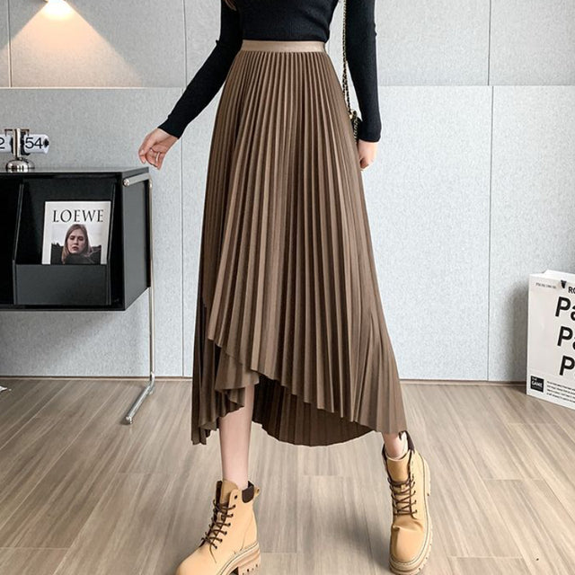 Elegant Mid-Length Solid Color Skirt for Office Wear