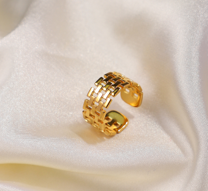 18K Gold Plated Wide Watch Band Open Ring