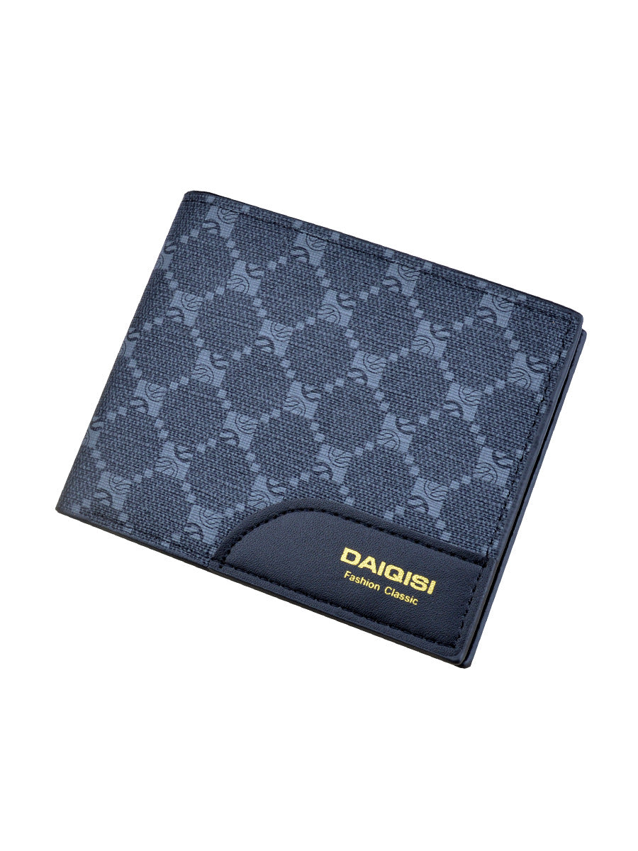 New Men's wallet men's short multi-card card holder European and American retro wallet men's youth plaid printed Soft Wallet
