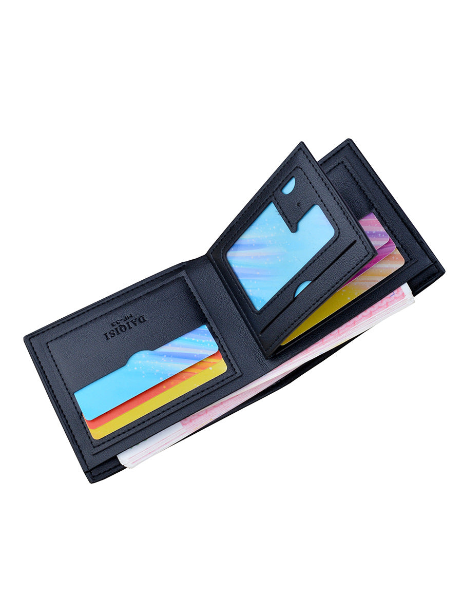 New Men's wallet men's short multi-card card holder European and American retro wallet men's youth plaid printed Soft Wallet