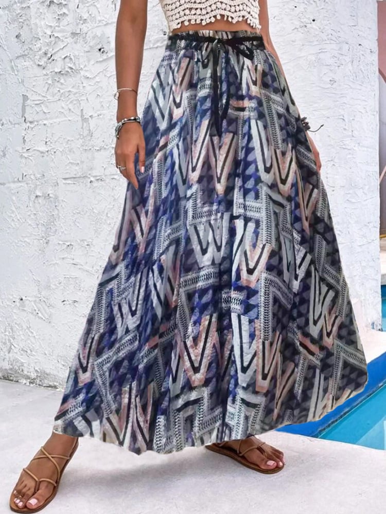 Bohemian Print A-Line Beach Dress for Women