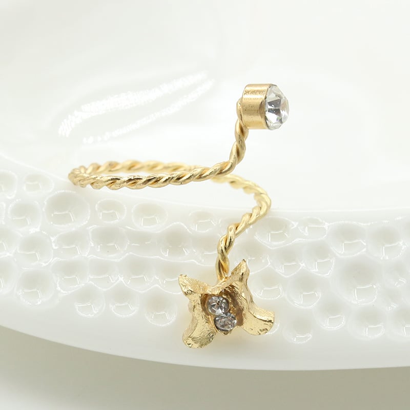 Adjustable Rhinestone Starfish Flower Joint Ring