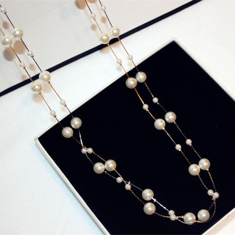 Classic Pearl-Like Sweater Chain Necklace for Women