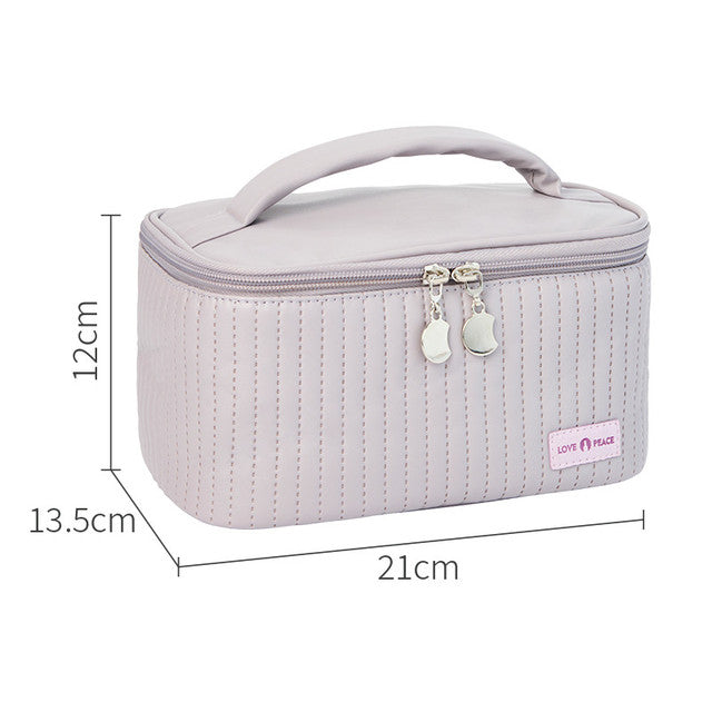 Korean Style Women's Large PU Leather Makeup Bag