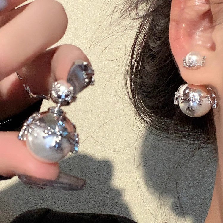 Vintage 925 Silver Pearl Earrings for Women
