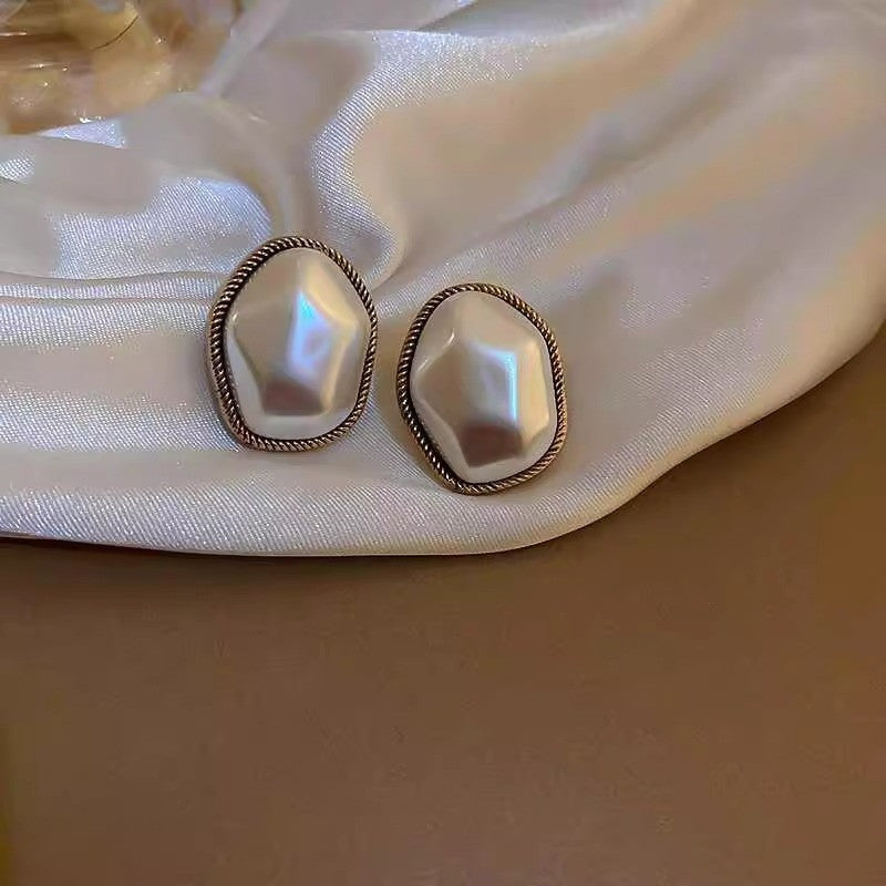 Vintage 925 Silver Pearl Earrings for Women
