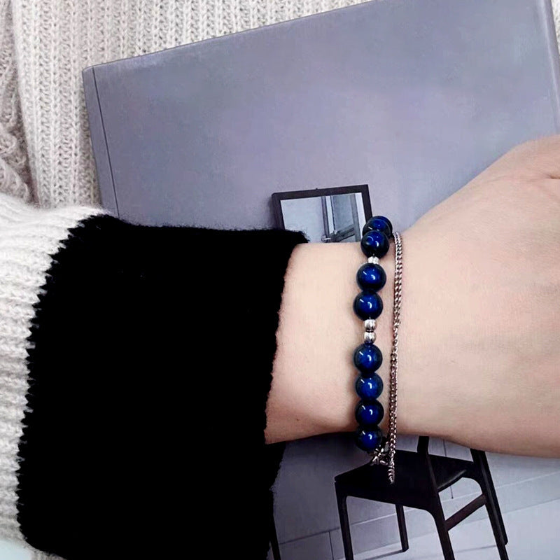 High-Grade Beaded Bracelet for Women in Brown and Blue