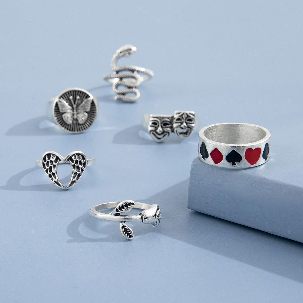 Trendy Retro Fashion Ring with Color Dripping Glaze