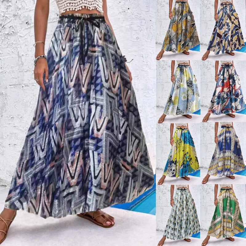 Bohemian Print A-Line Beach Dress for Women