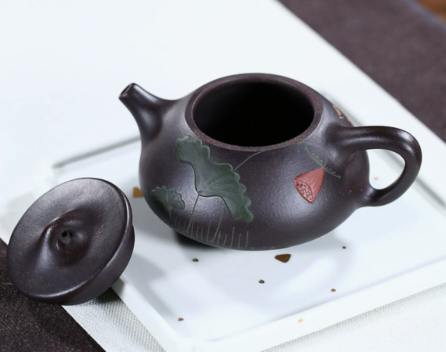 Handcrafted Black Gold Sand Zisha Teapot Set