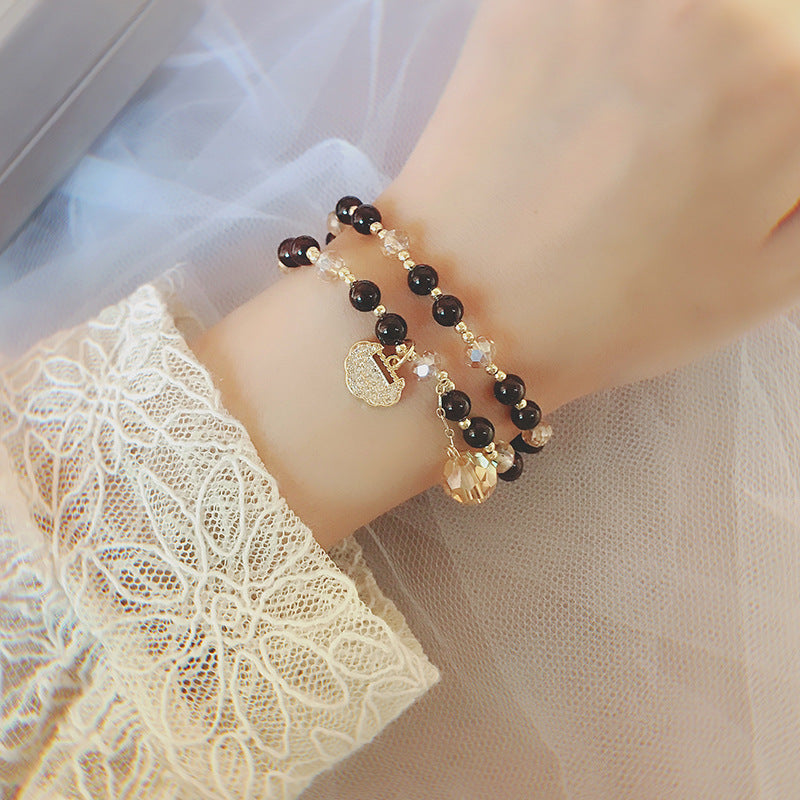 Strawberry Quartz Garnet Longevity Lock Bracelet