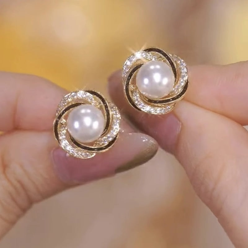 Vintage 925 Silver Pearl Earrings for Women