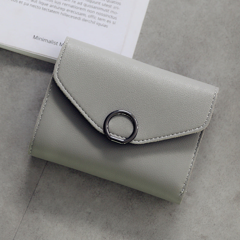 Tri-Fold Simple Buckle Wallet with Small Circle Design