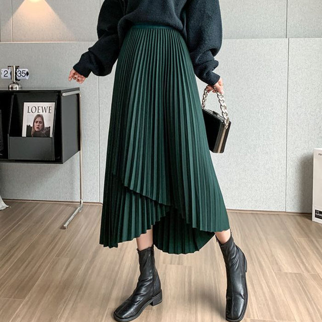 Elegant Mid-Length Solid Color Skirt for Office Wear