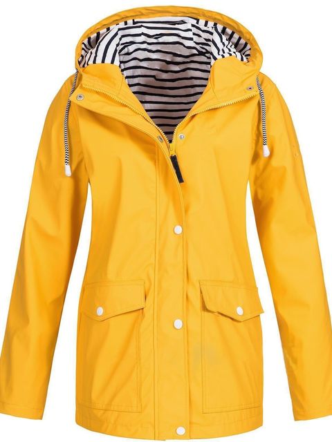 Plus Size Women's Hooded Long Sleeve Trench Coat