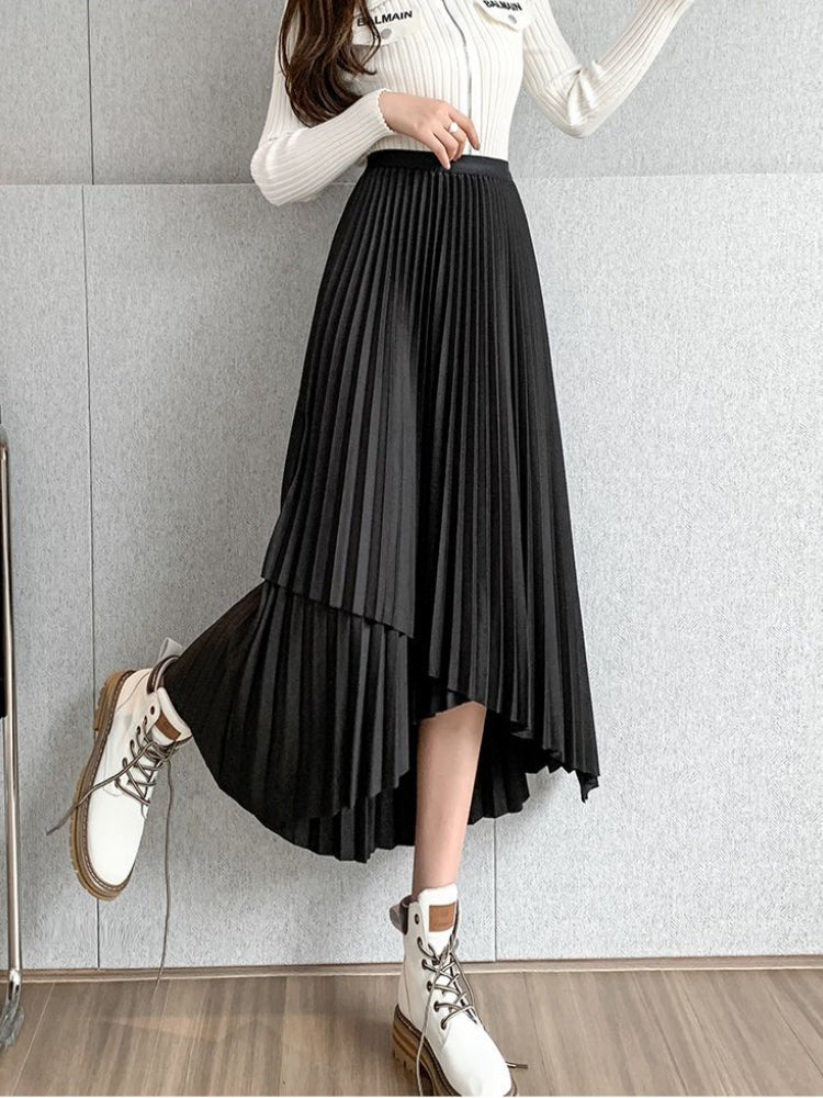 Elegant Mid-Length Solid Color Skirt for Office Wear