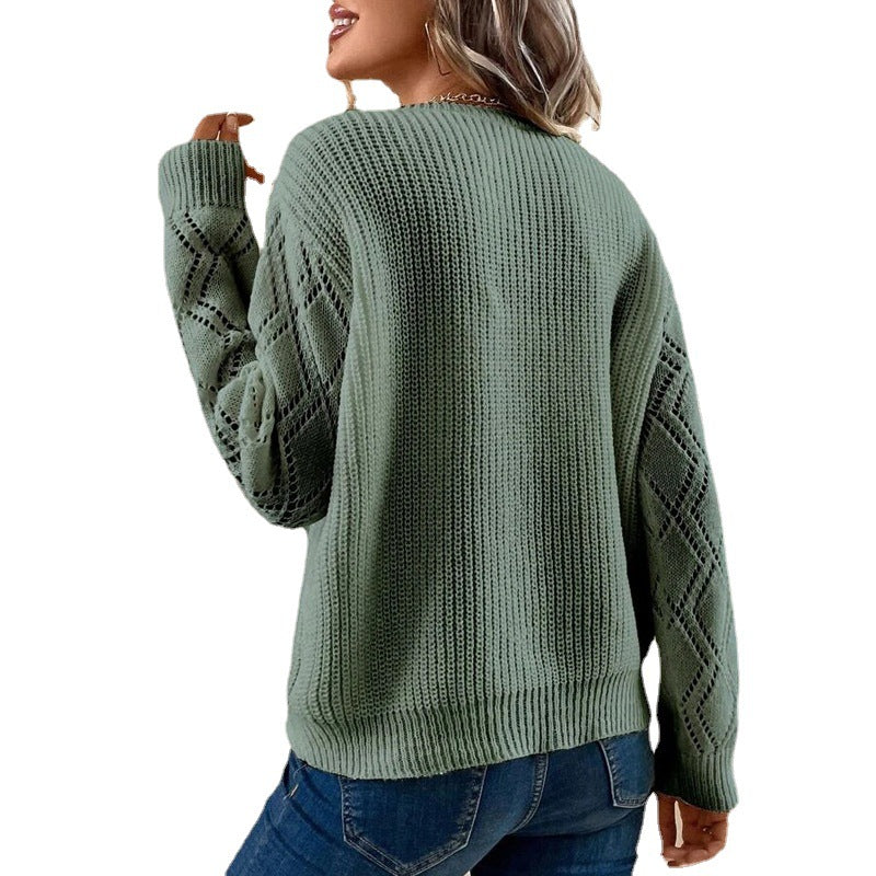 V-neck Loose Casual Pullover Sweater for Women
