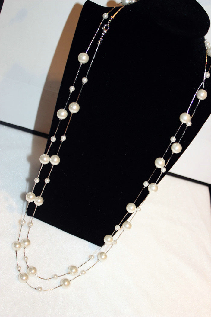 Classic Pearl-Like Sweater Chain Necklace for Women