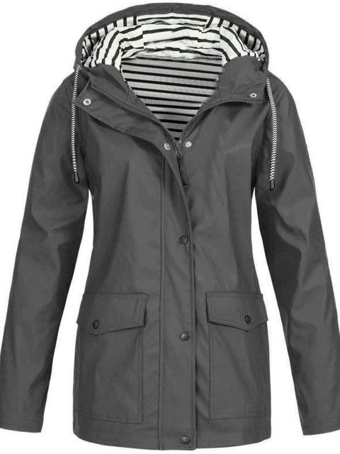 Plus Size Women's Hooded Long Sleeve Trench Coat