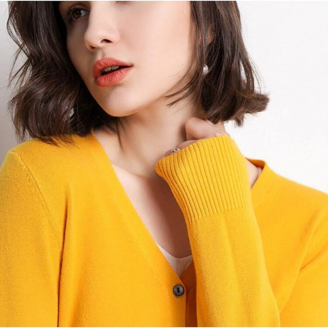 Korean Slim Fit V-Neck Cardigan for Women