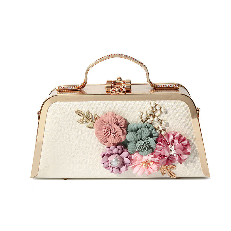 Elegant Floral Chain Shoulder Evening Clutch Bag for Women