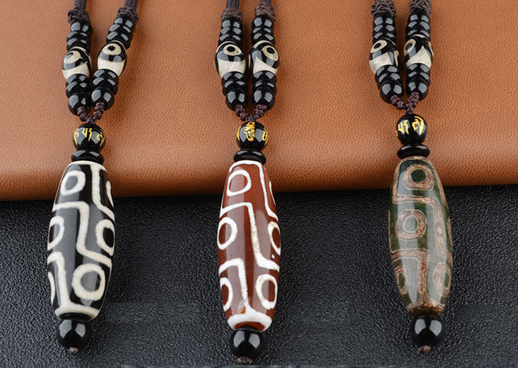 Natural Tibetan Nine-Eye Bead Pendant Necklace