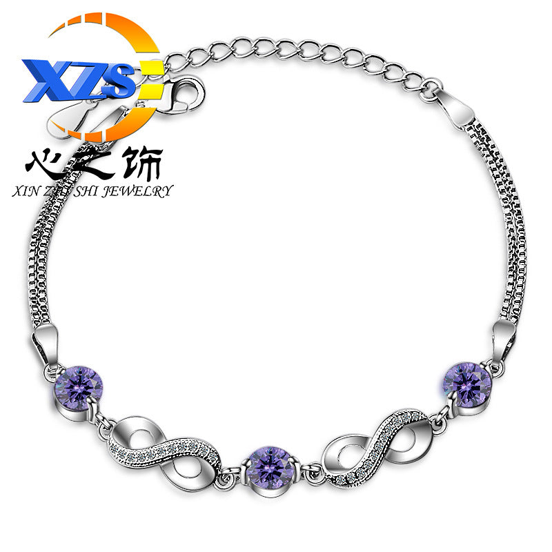 Korean Style Crystal Bracelet for Women - Amethyst Design