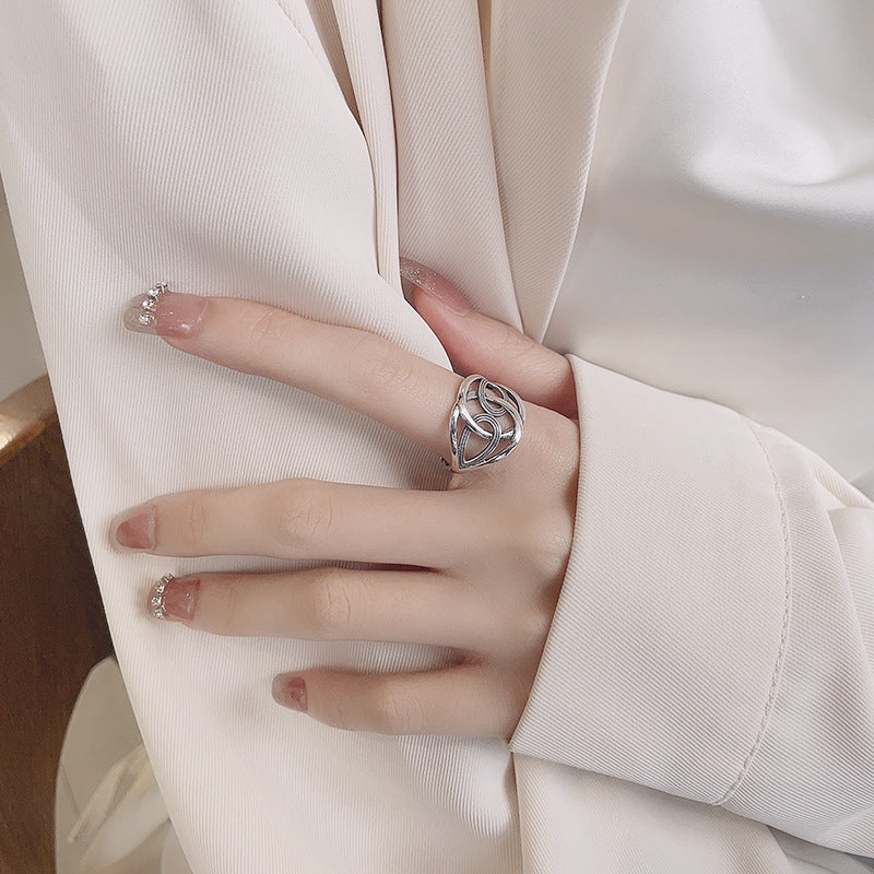 Sterling Silver Retro Korean Geometric Crisscross Ring