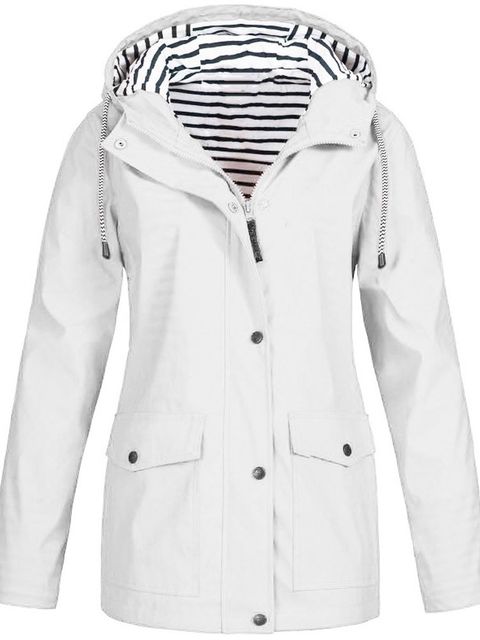 Plus Size Women's Hooded Long Sleeve Trench Coat