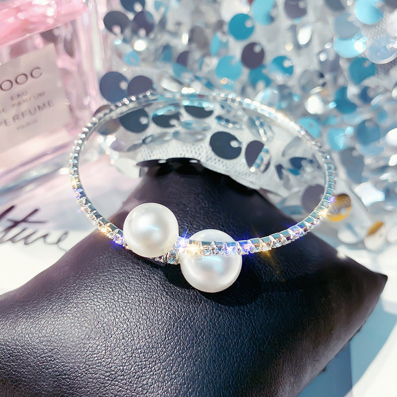 Pearl and Rhinestone Bracelet for Women - Elegant Design