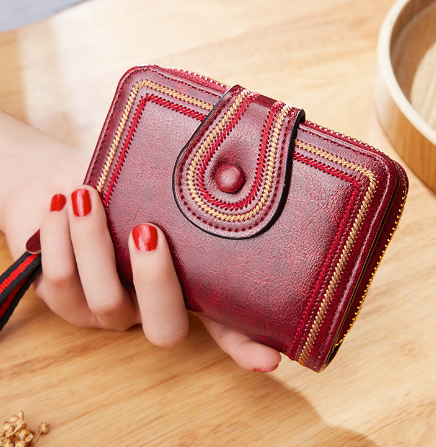 Retro Oil Wax Euro-American Multi-Slot Women's Purse