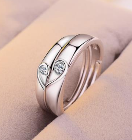 Sterling Silver Heart-Shaped Diamond Engagement Ring