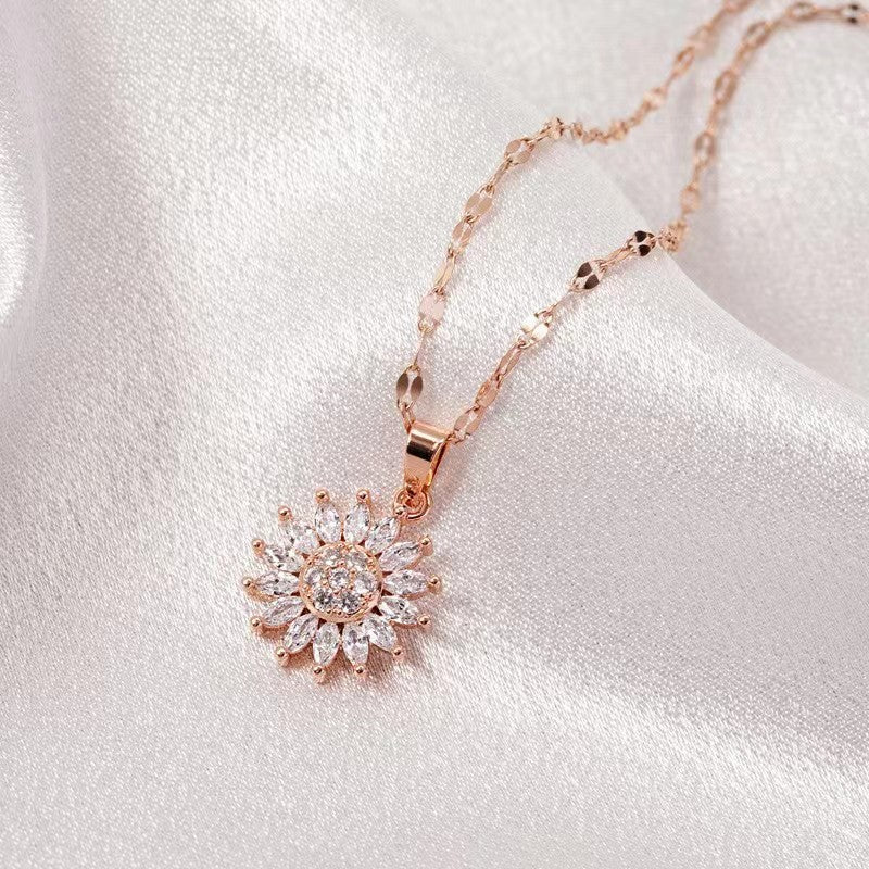 Rotatable Sunflower Necklace for Women - Chic Design