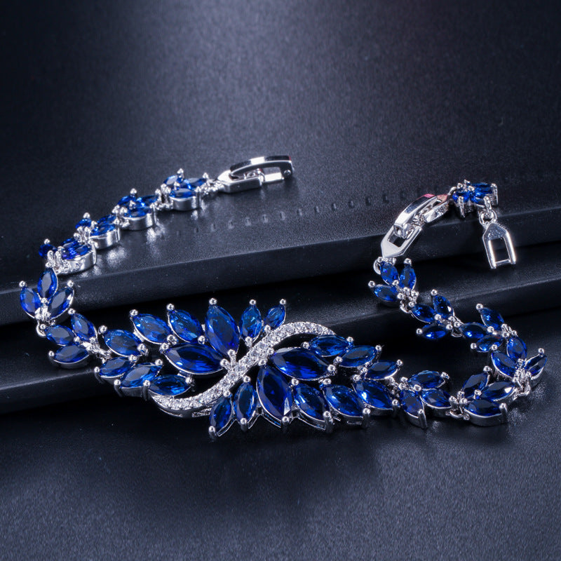 Elegant Multi-Color Zircon Bracelet with Diamond Inlay
