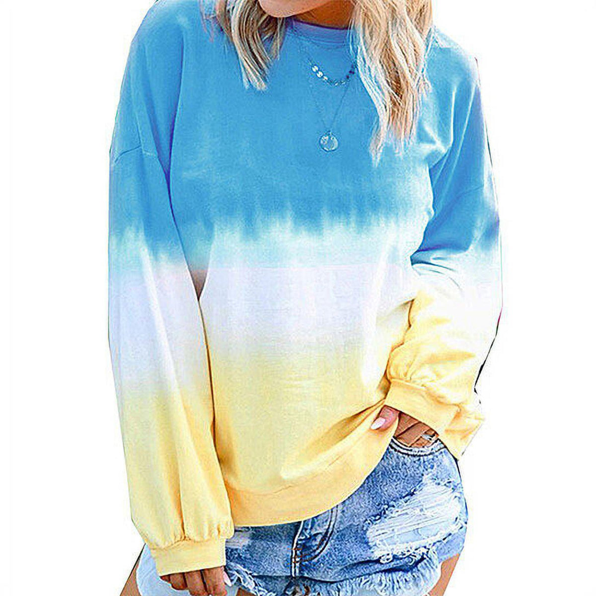 Women's Long Sleeve Rainbow Gradient Sweatshirt