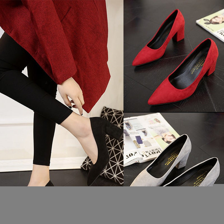 New Korean Style Women's Pointed Toe Heels in Grey