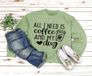 Round Neck Long Sleeve Pullover with ALL I NEED Print