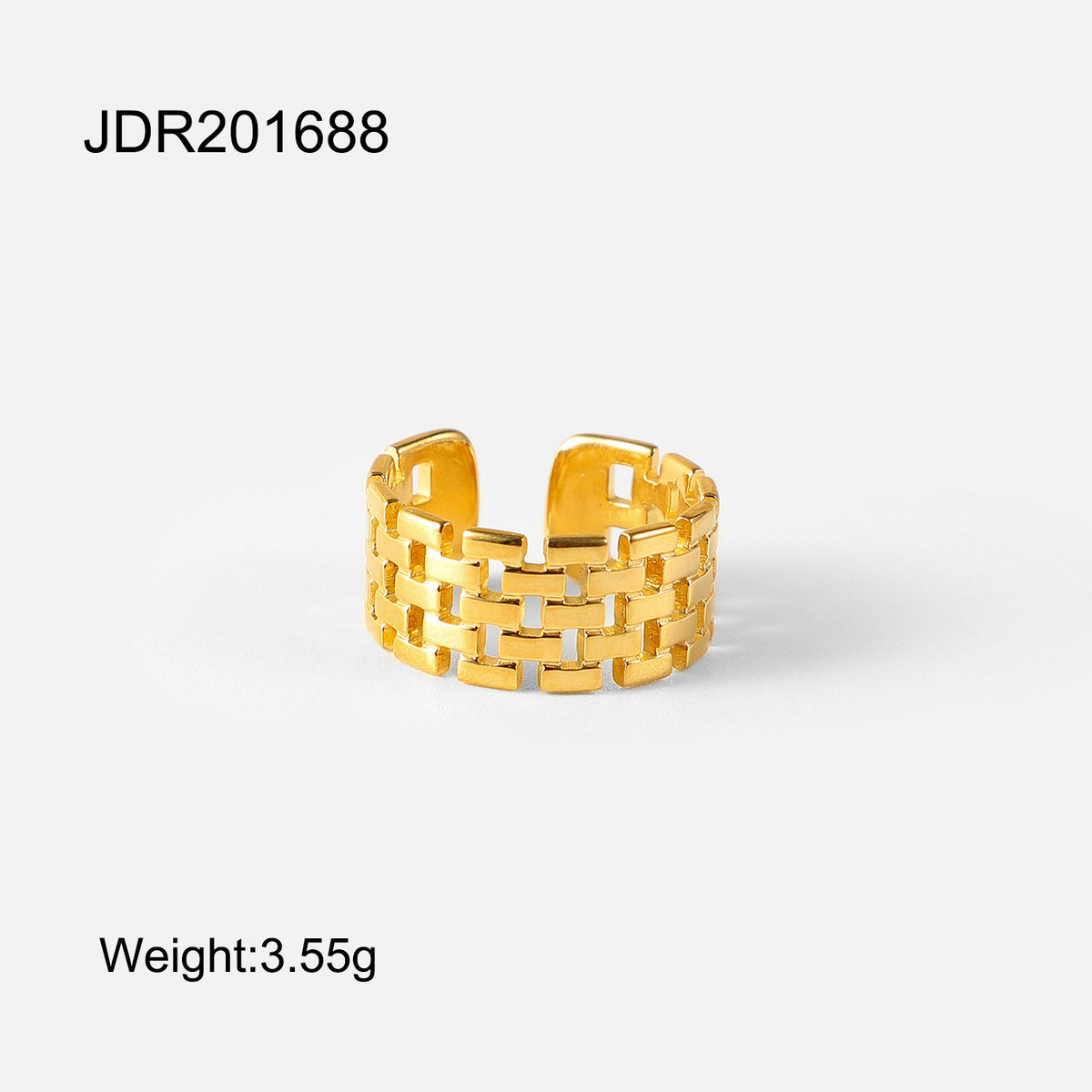18K Gold Plated Wide Watch Band Open Ring