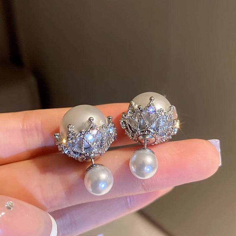 Vintage 925 Silver Pearl Earrings for Women