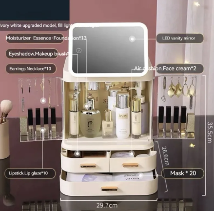 Lighted Mirror Makeup Storage Box