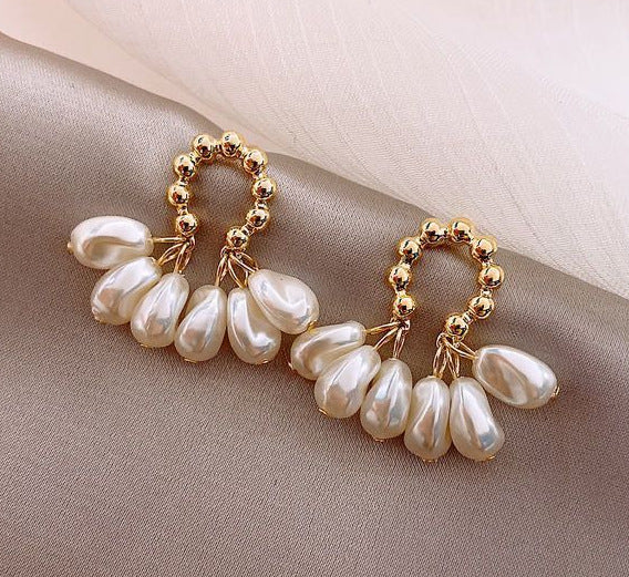 925 Silver Geometric Pearl Earrings for Women