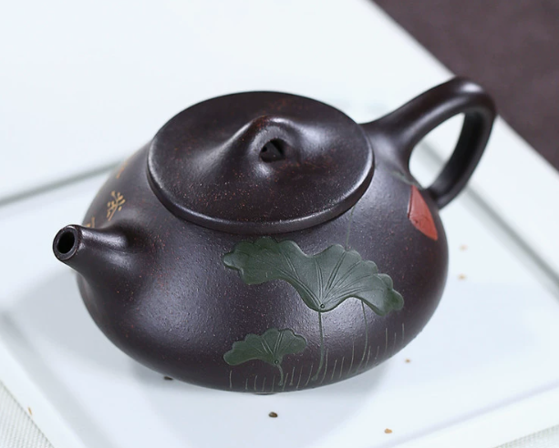 Handcrafted Black Gold Sand Zisha Teapot Set