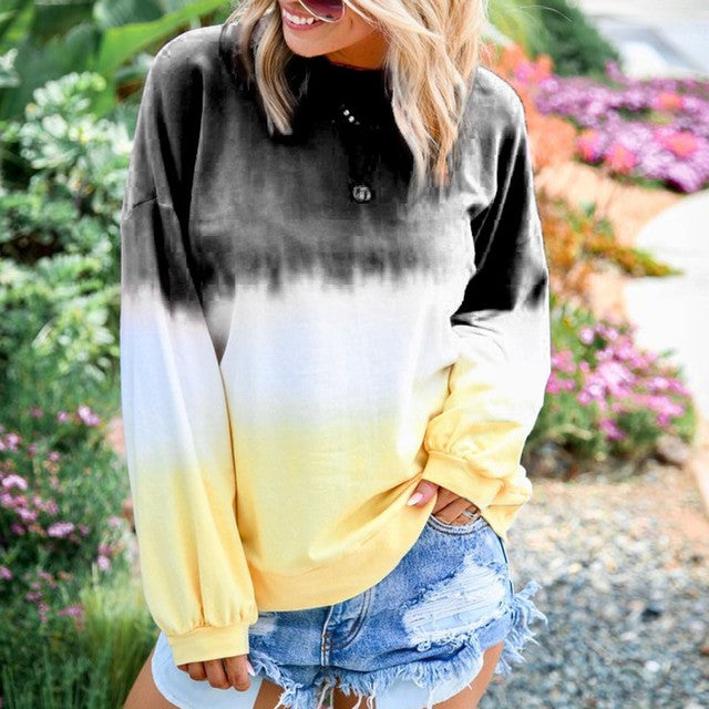 Women's Long Sleeve Rainbow Gradient Sweatshirt
