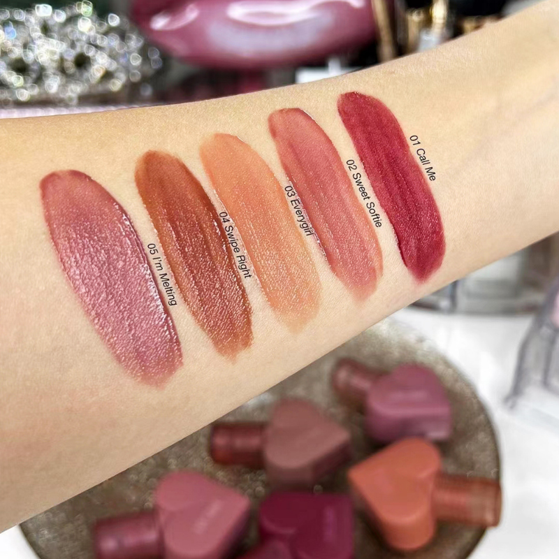 5 Colors Velvet Matte Waterproof Heart Shape Lip Gloss