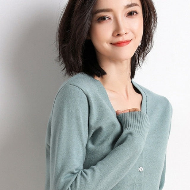 Korean Slim Fit V-Neck Cardigan for Women