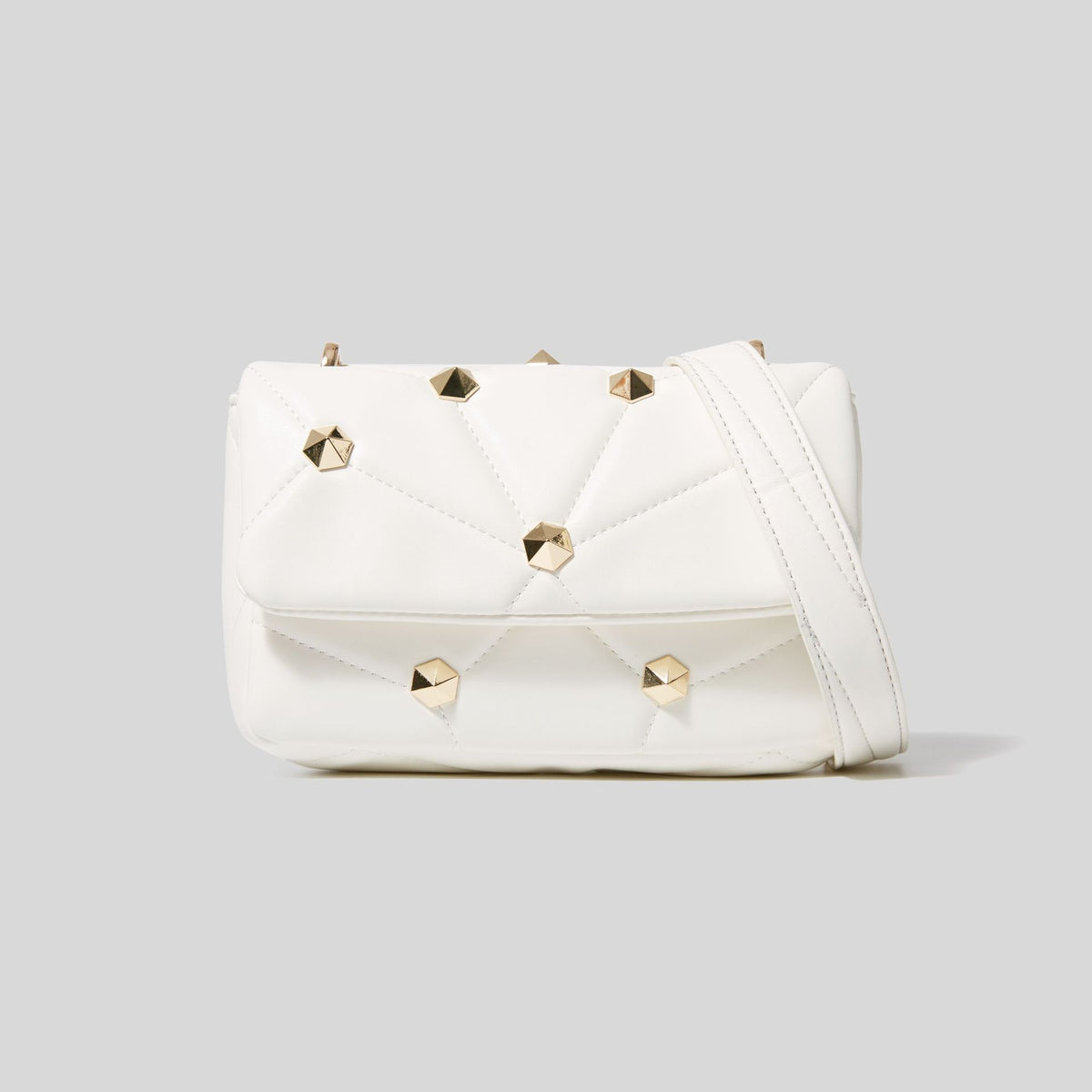 Stitched One-Shoulder Handbag with Diamond Accents