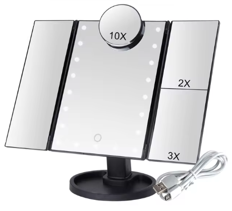 Touch Screen LED Makeup Mirror with Folding Design (One Piece)